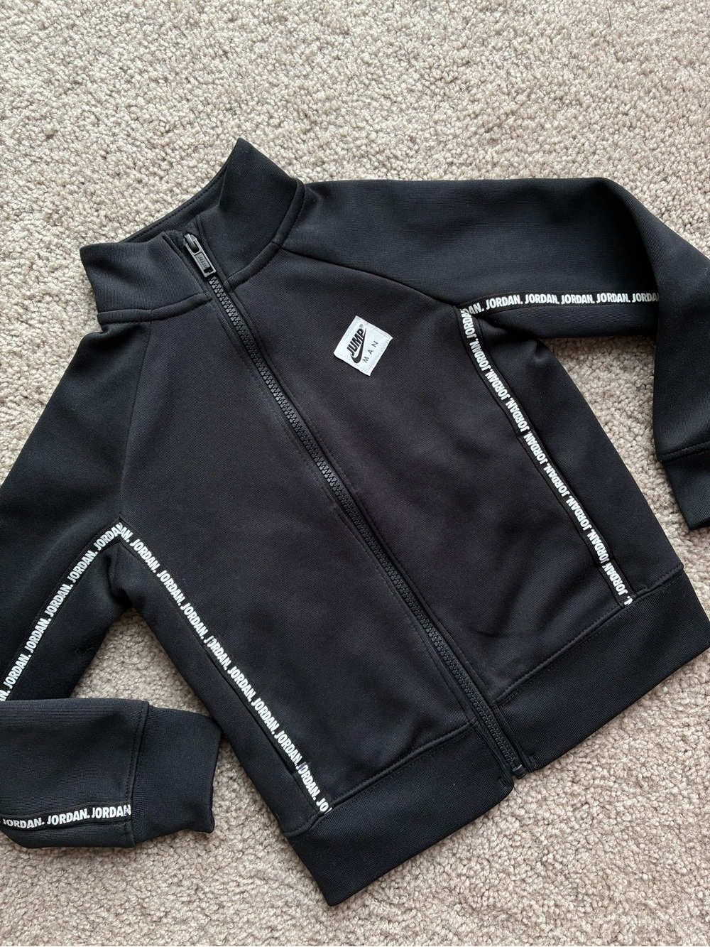 Jordan Kids Black Full-Zip Track Jacket with White Logo Tape